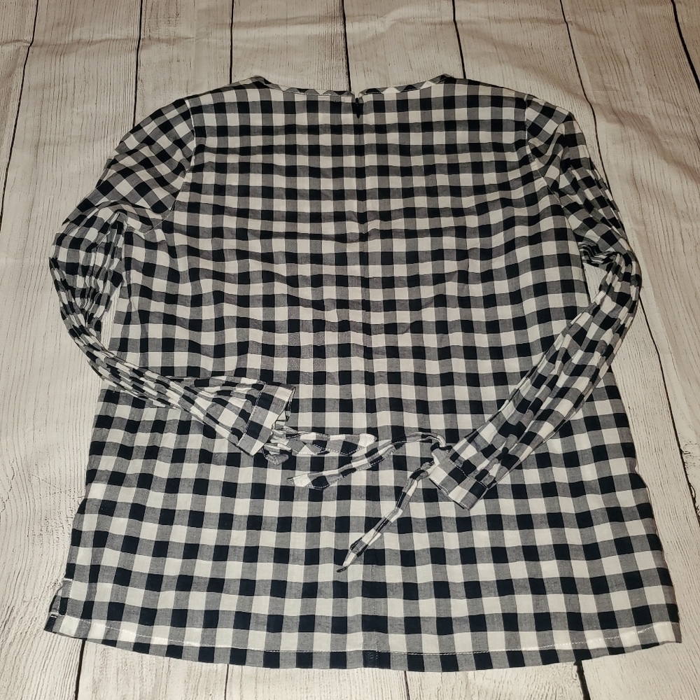 J. Crew Blue and White Plaid Cold Shoulder - Picture 11 of 12